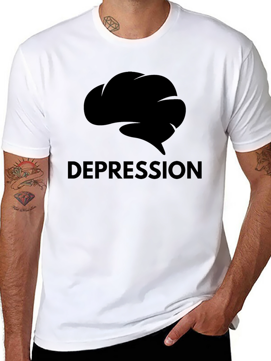 Depression Brain Graphic Tee - Black Short Sleeve