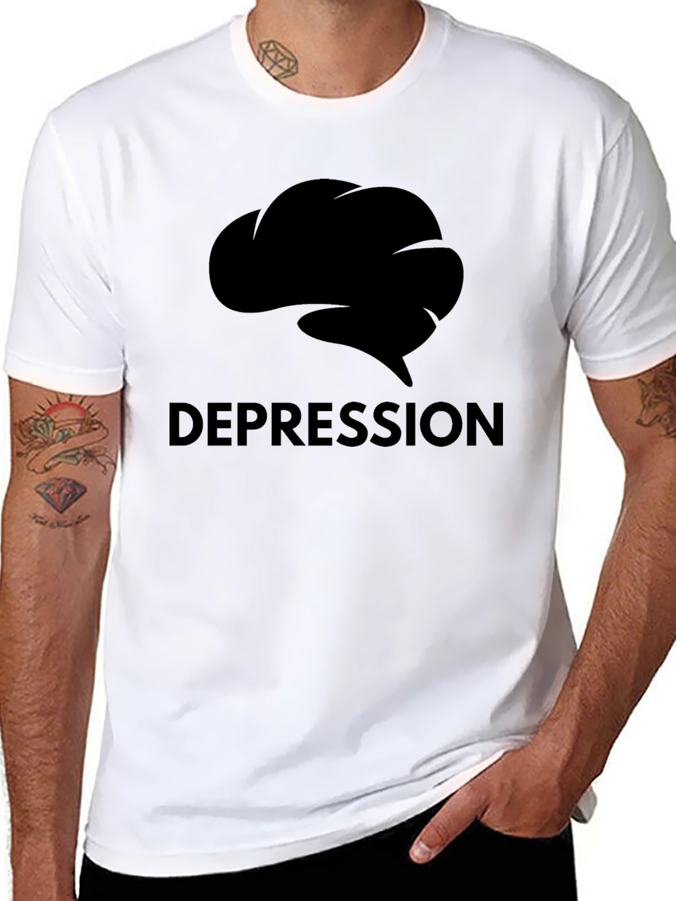 Depression Brain Graphic Tee - Black Short Sleeve