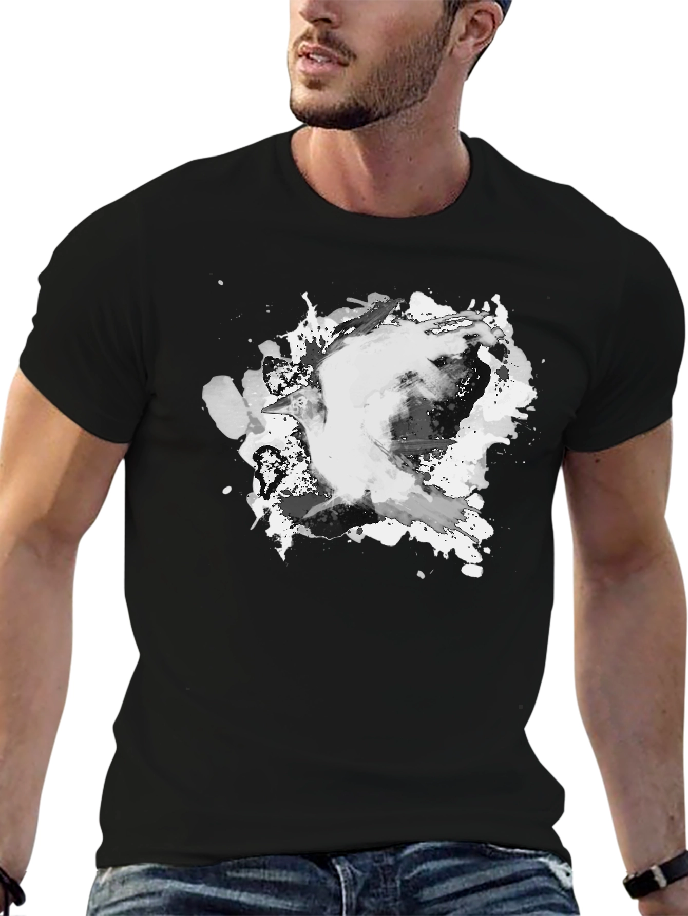 Abstract Ink Splash Black T-Shirt