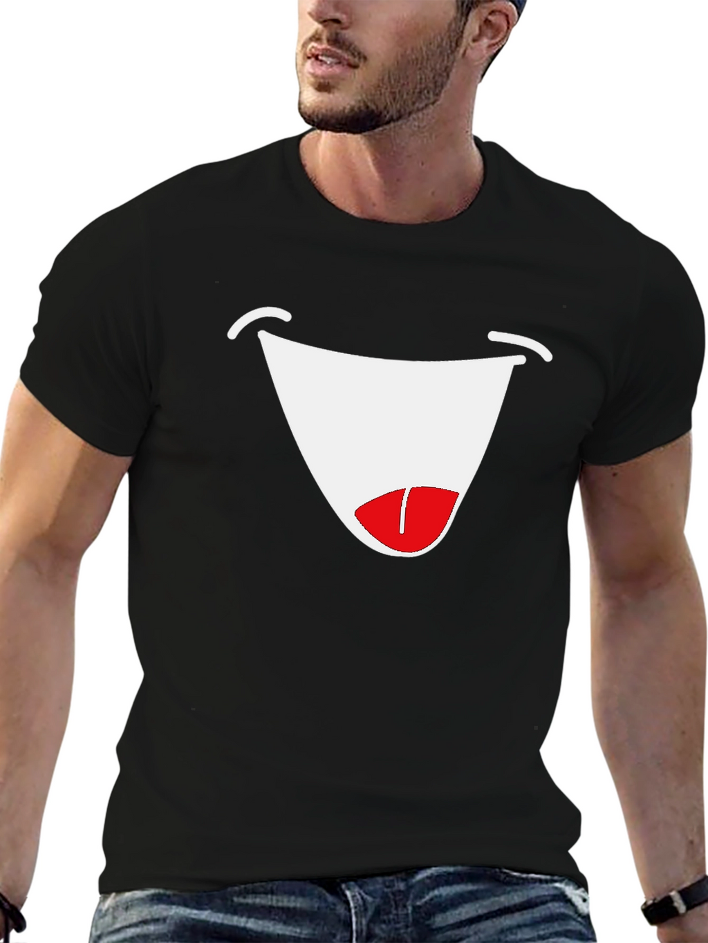 Funny Face Graphic Tee - Black Cotton T-Shirt