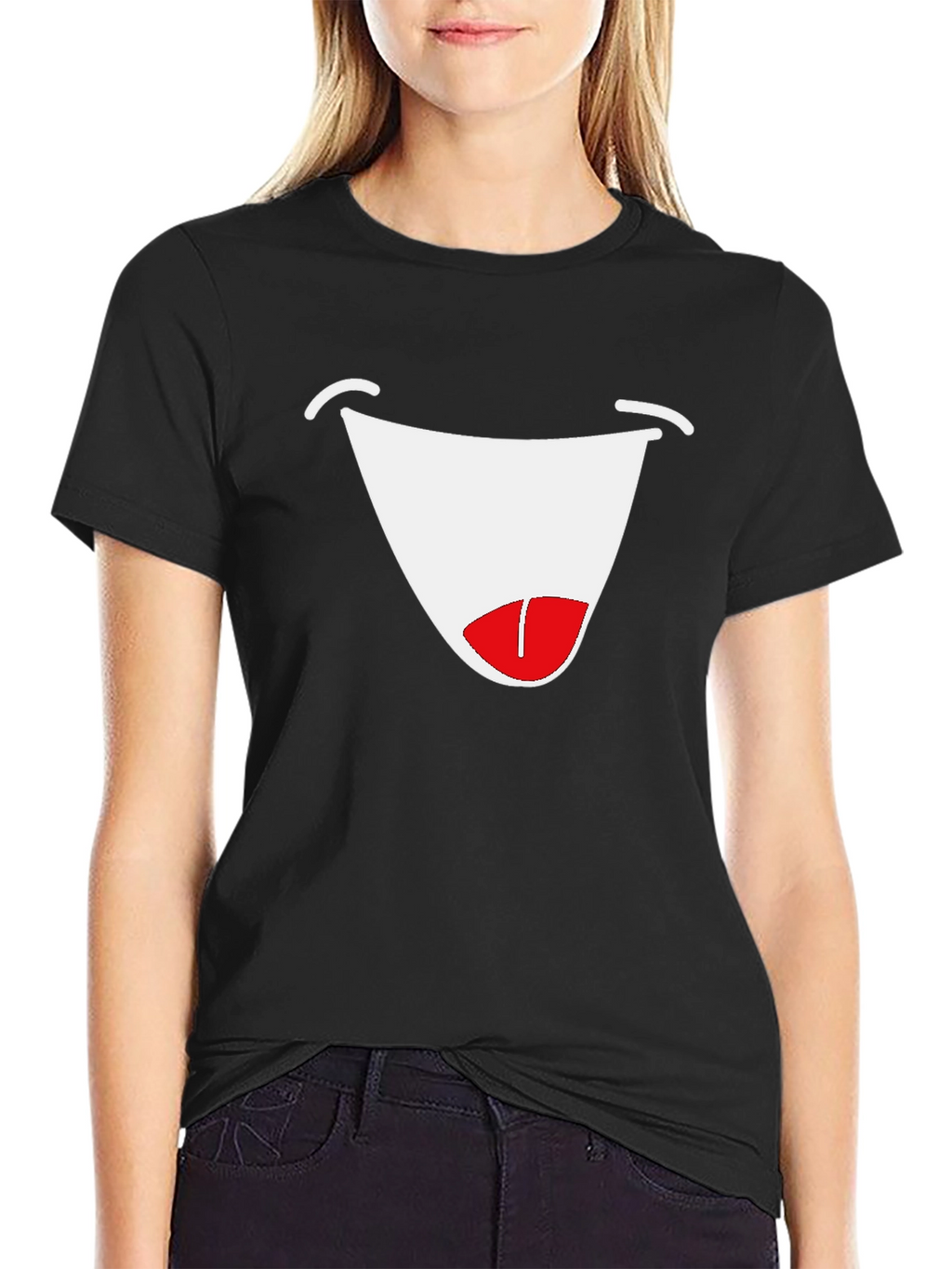 Funny Face Graphic Tee - Black Cotton T-Shirt