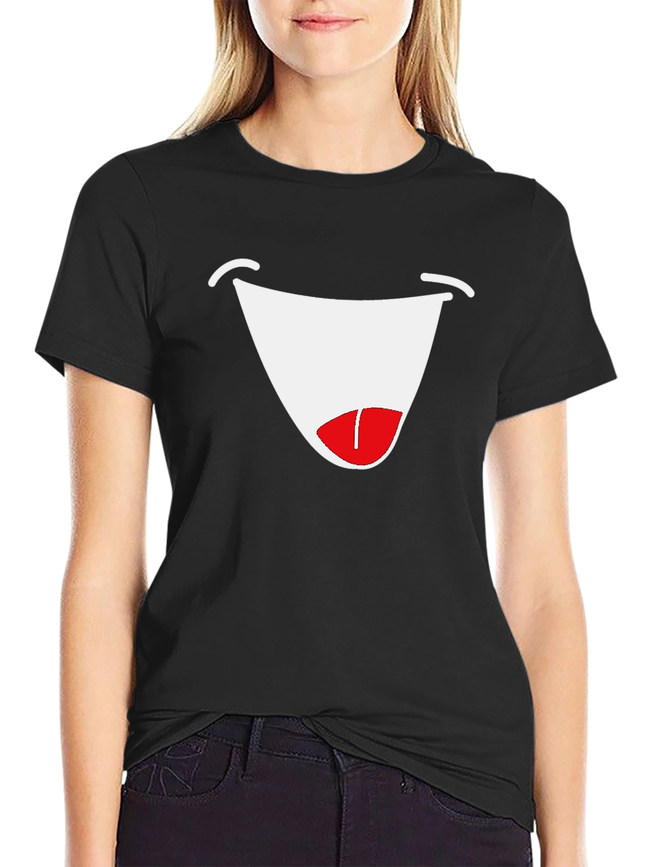 Funny Face Graphic Tee - Black Cotton T-Shirt