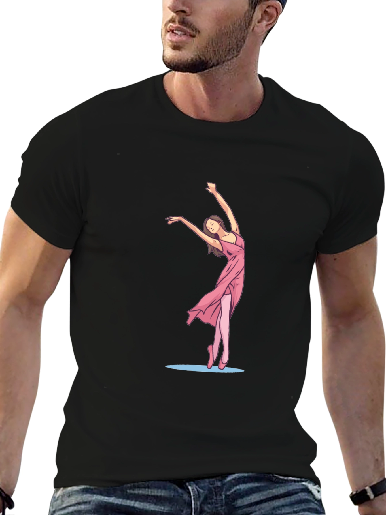 Black Tee with Ballerina Graphic