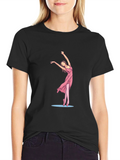Black Tee with Ballerina Graphic
