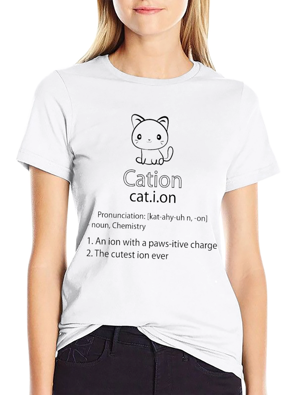 Cation Cat Pun T-Shirt: Science Humor Apparel