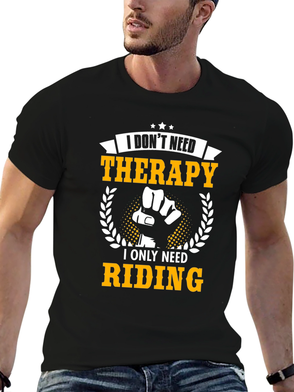 Riding Therapy T-Shirt: Black Cotton Graphic Tee