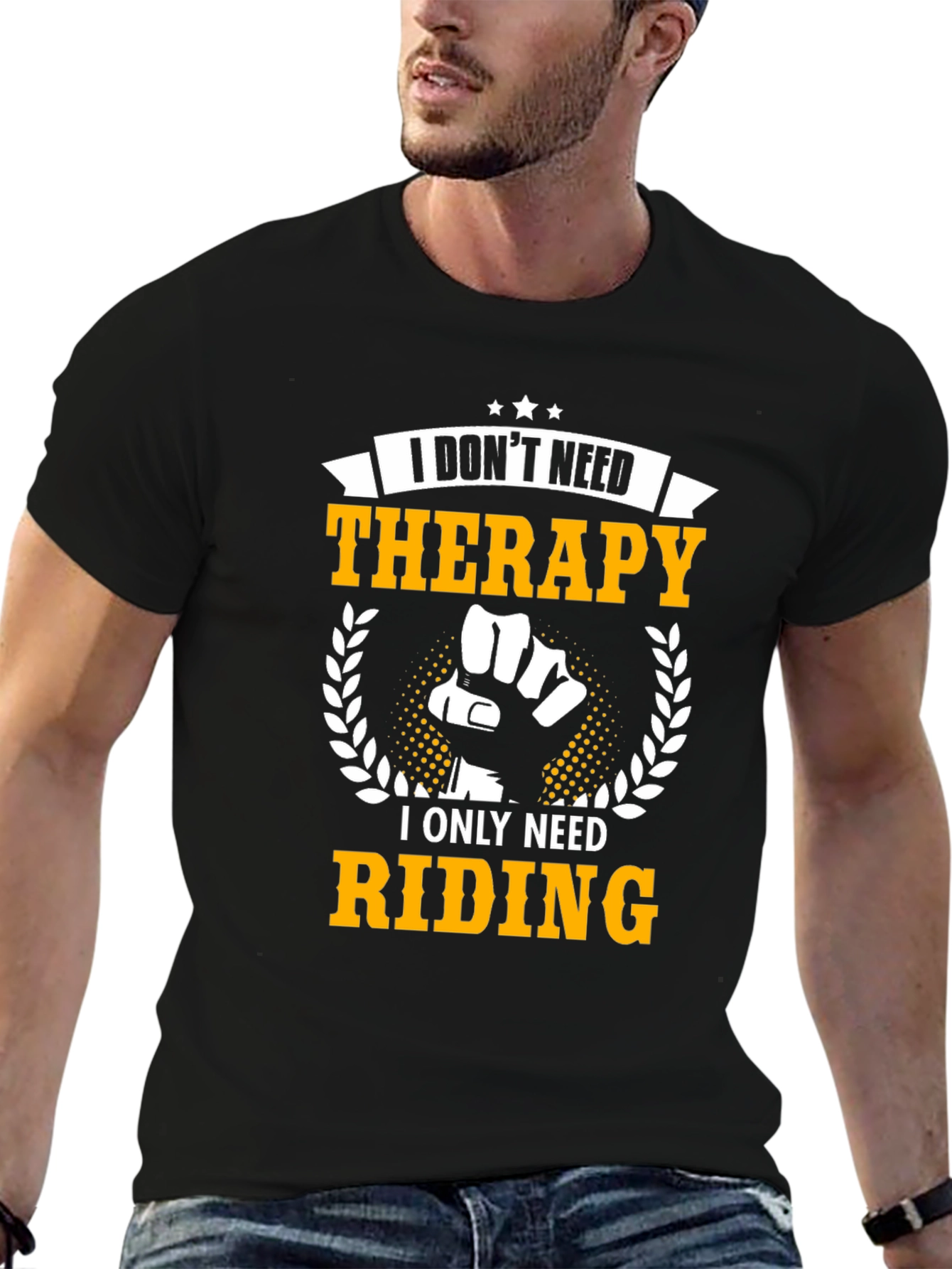 Riding Therapy T-Shirt: Black Cotton Graphic Tee