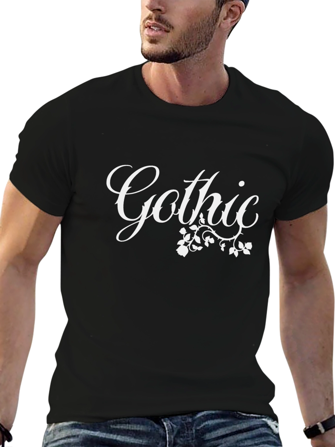 Gothic Floral Graphic T-Shirt - Dark Aesthetic Tee