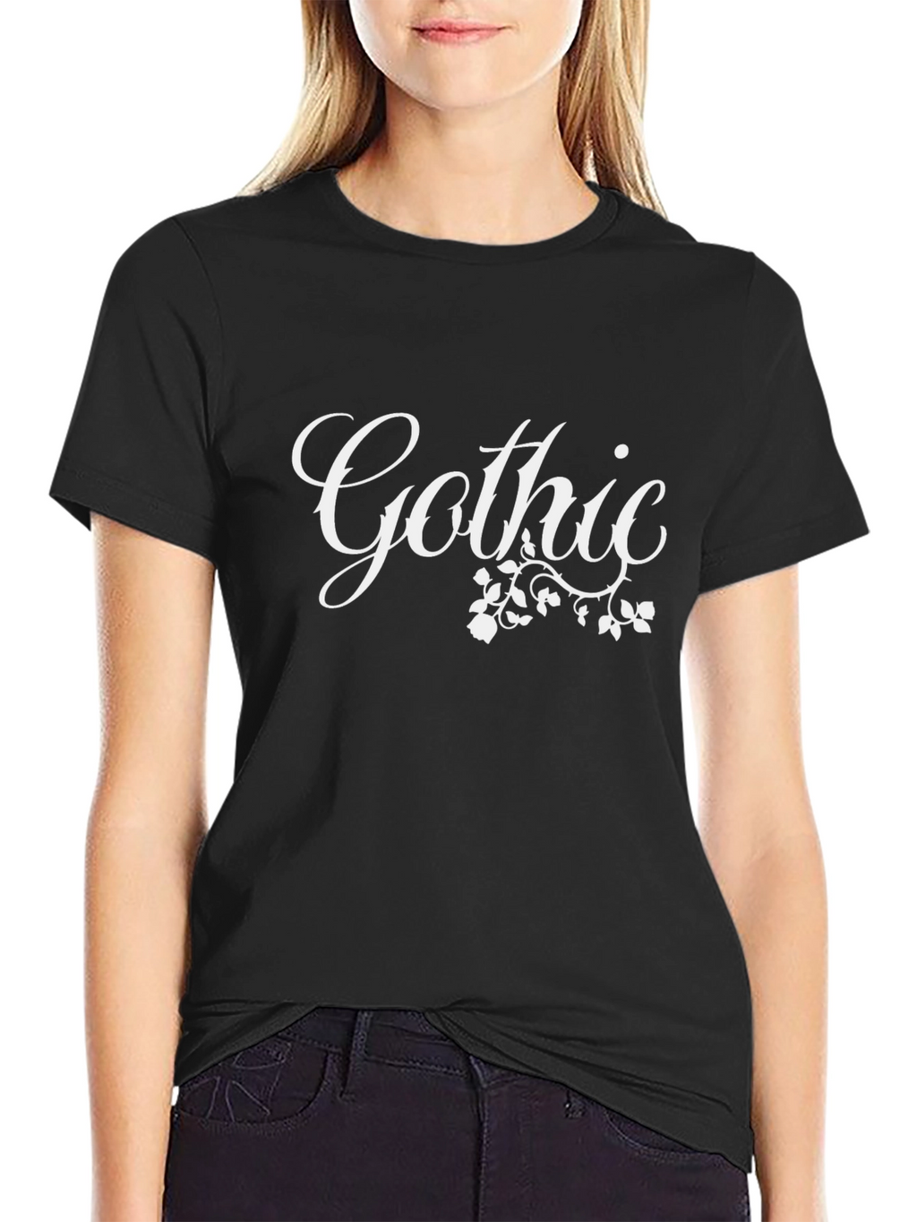 Gothic Floral Graphic T-Shirt - Dark Aesthetic Tee