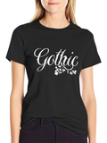 Gothic Floral Graphic T-Shirt - Dark Aesthetic Tee