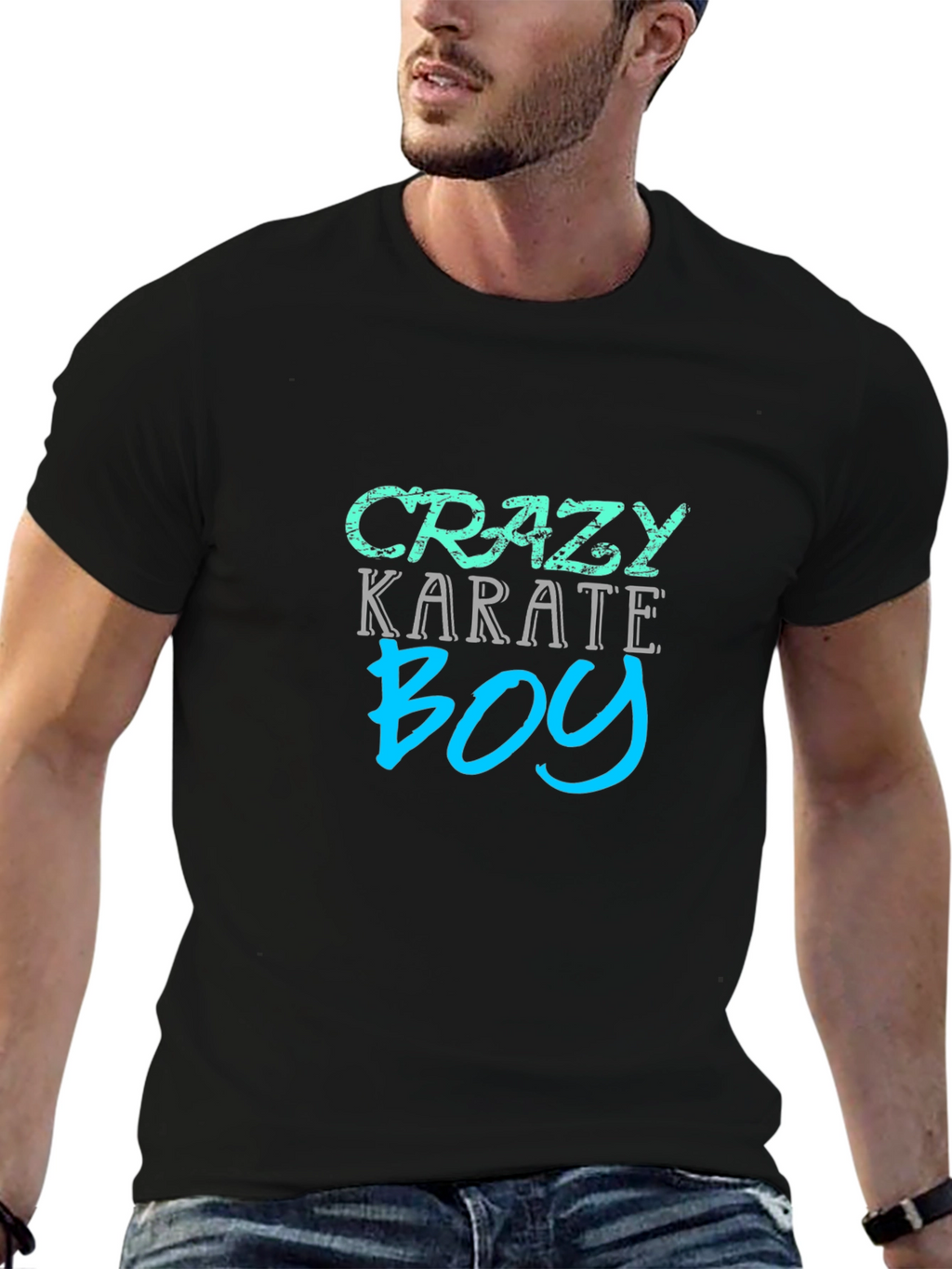 Crazy Karate Boy Black T-Shirt