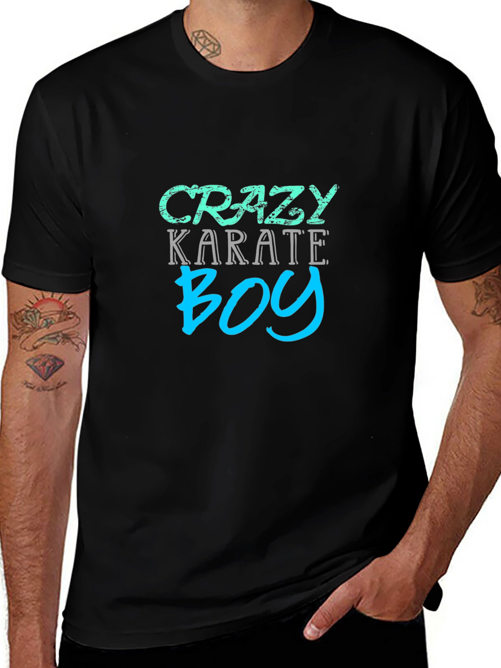 Crazy Karate Boy Black T-Shirt