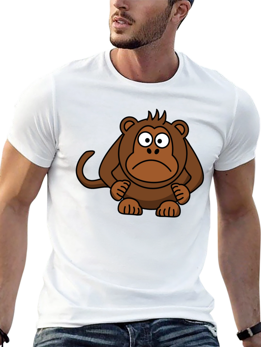 Sad Monkey Graphic Tee - Black Cotton T-Shirt