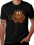 Sad Monkey Graphic Tee - Black Cotton T-Shirt
