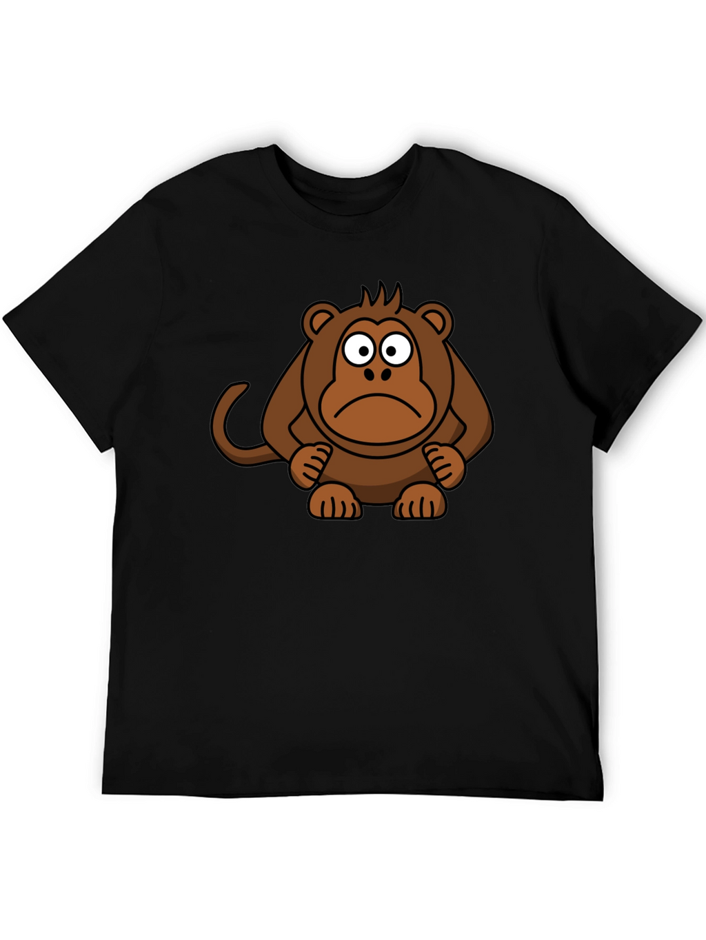 Sad Monkey Graphic Tee - Black Cotton T-Shirt