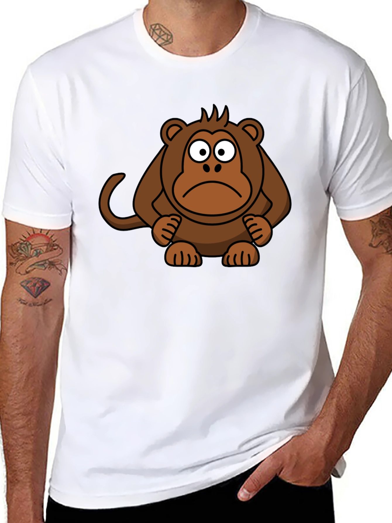 Sad Monkey Graphic Tee - Black Cotton T-Shirt