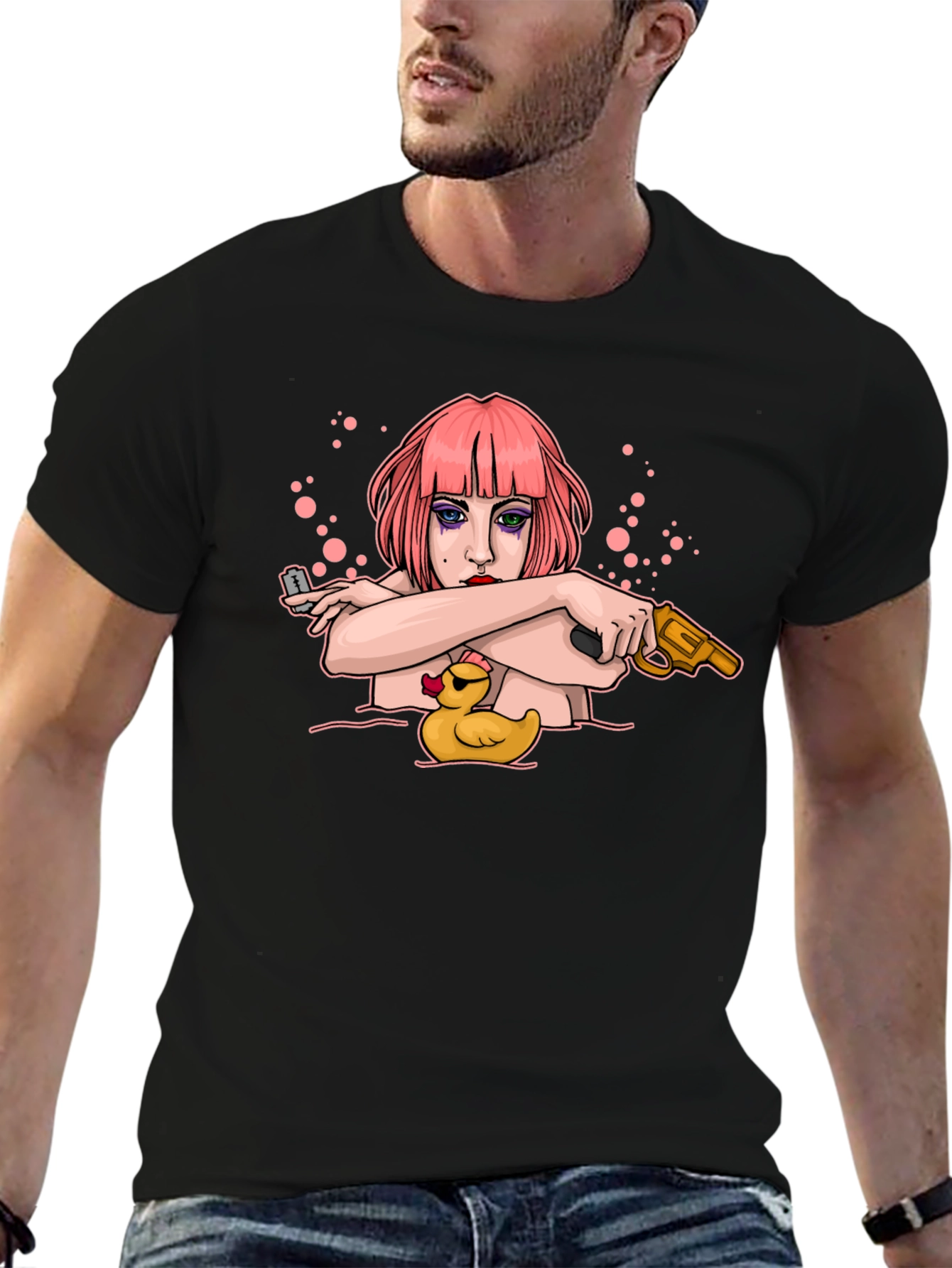 Edgy Cartoon Graphic T-Shirt
