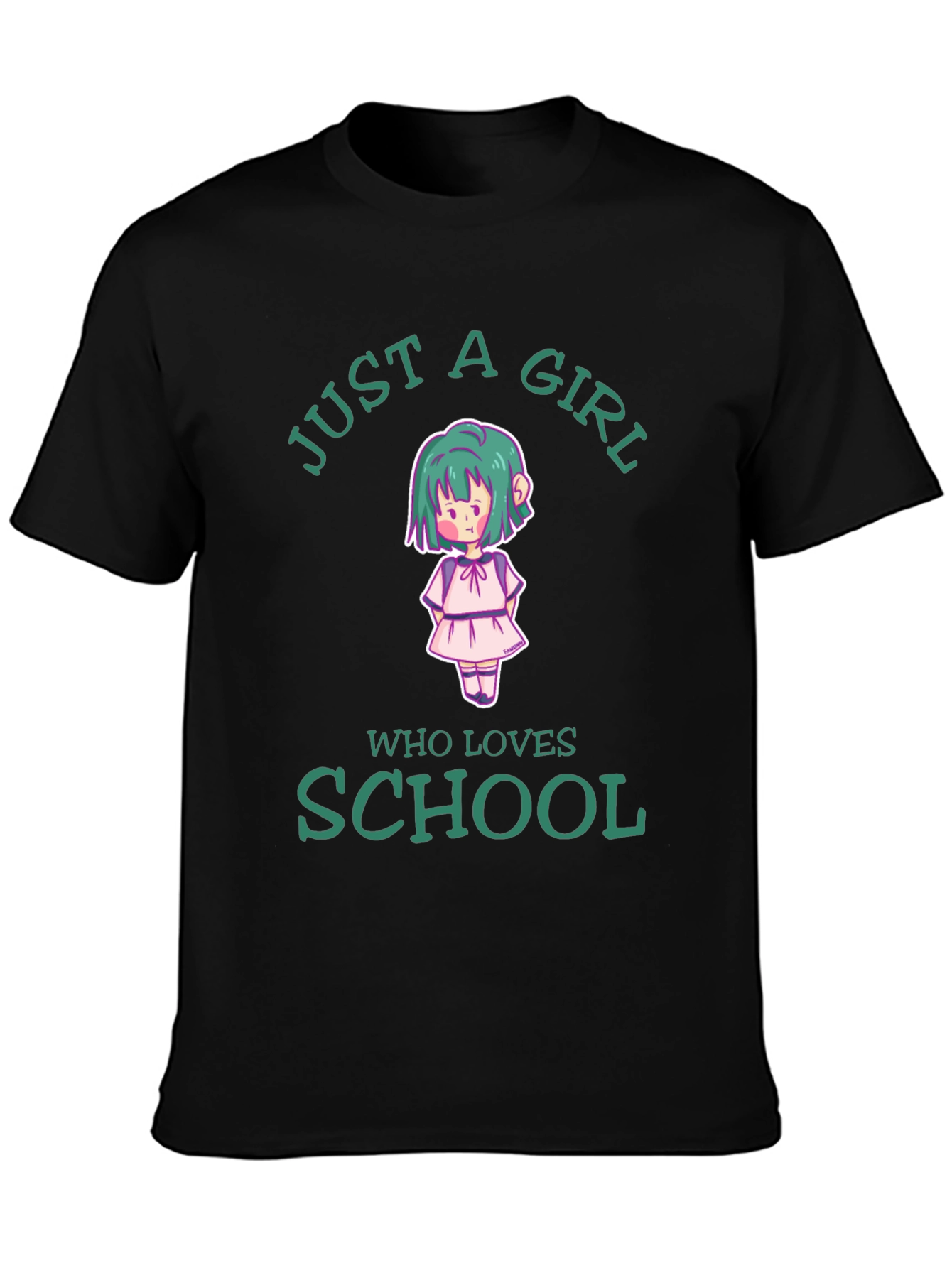 Just A Girl Who Loves School Black T-Shirt