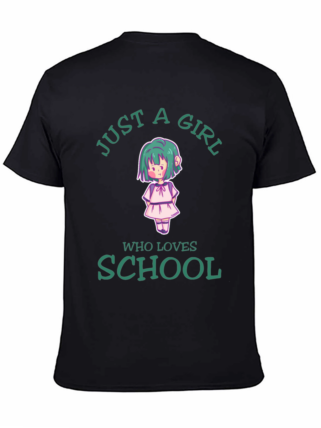 Just A Girl Who Loves School Black T-Shirt