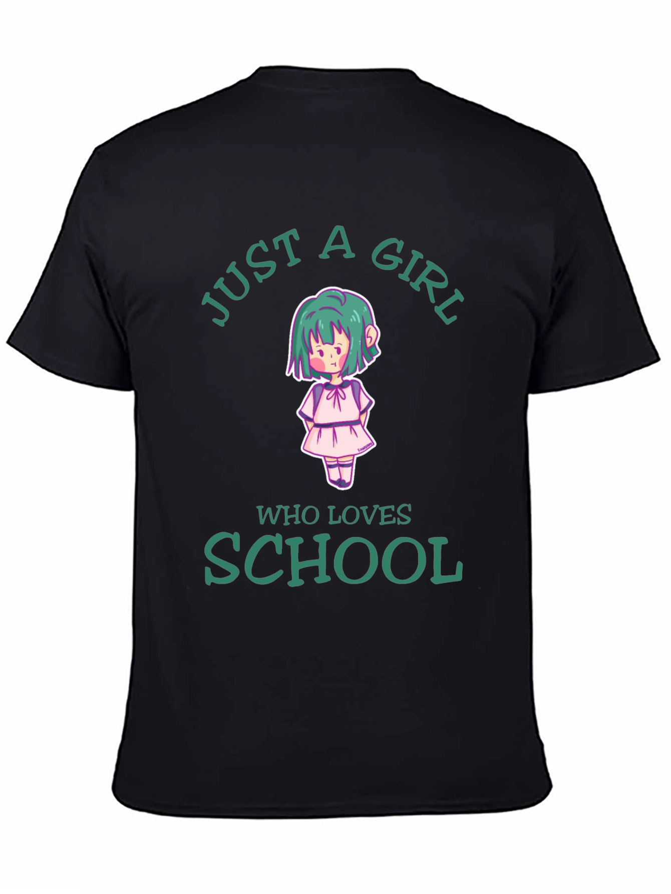 Just A Girl Who Loves School Black T-Shirt
