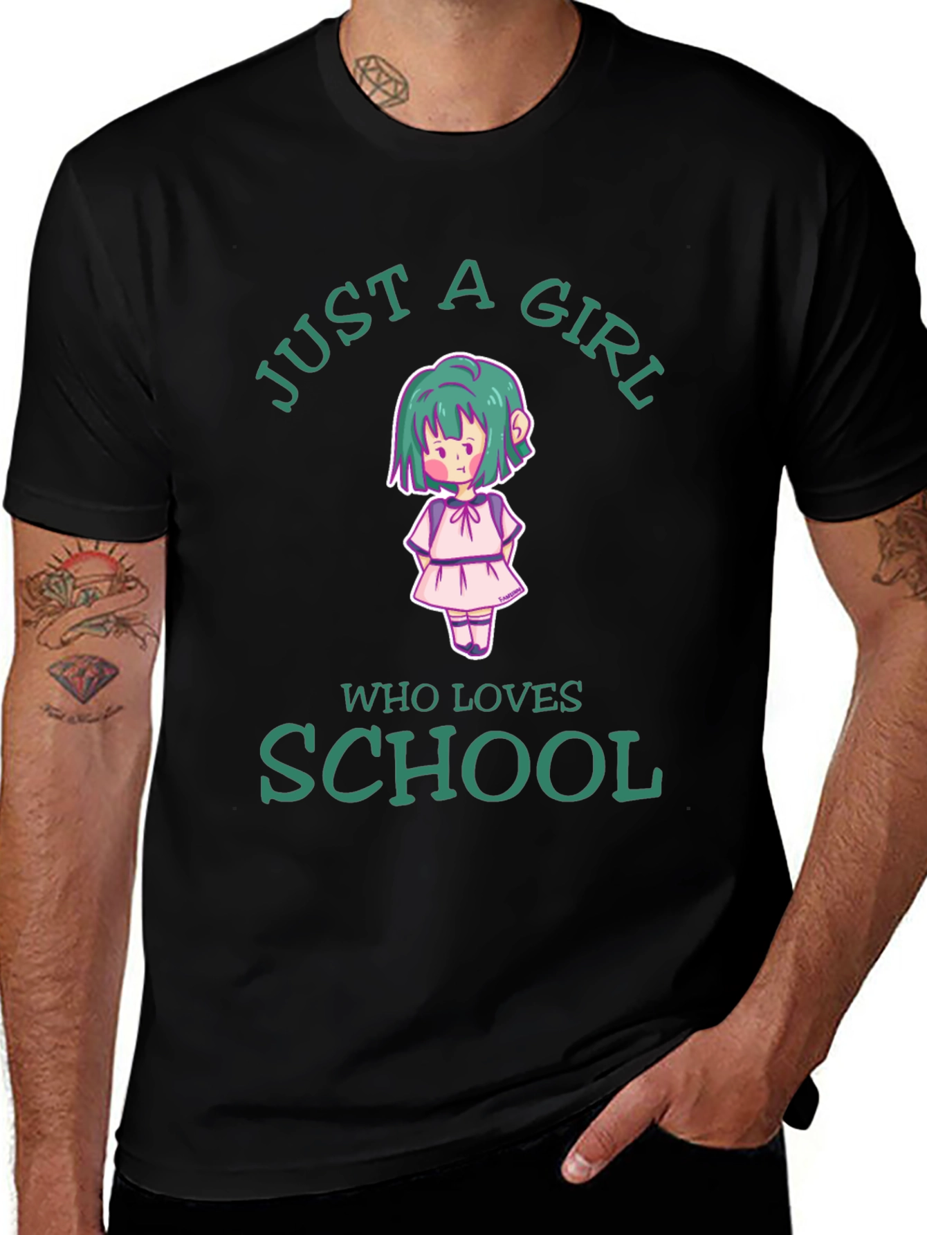 Just A Girl Who Loves School Black T-Shirt
