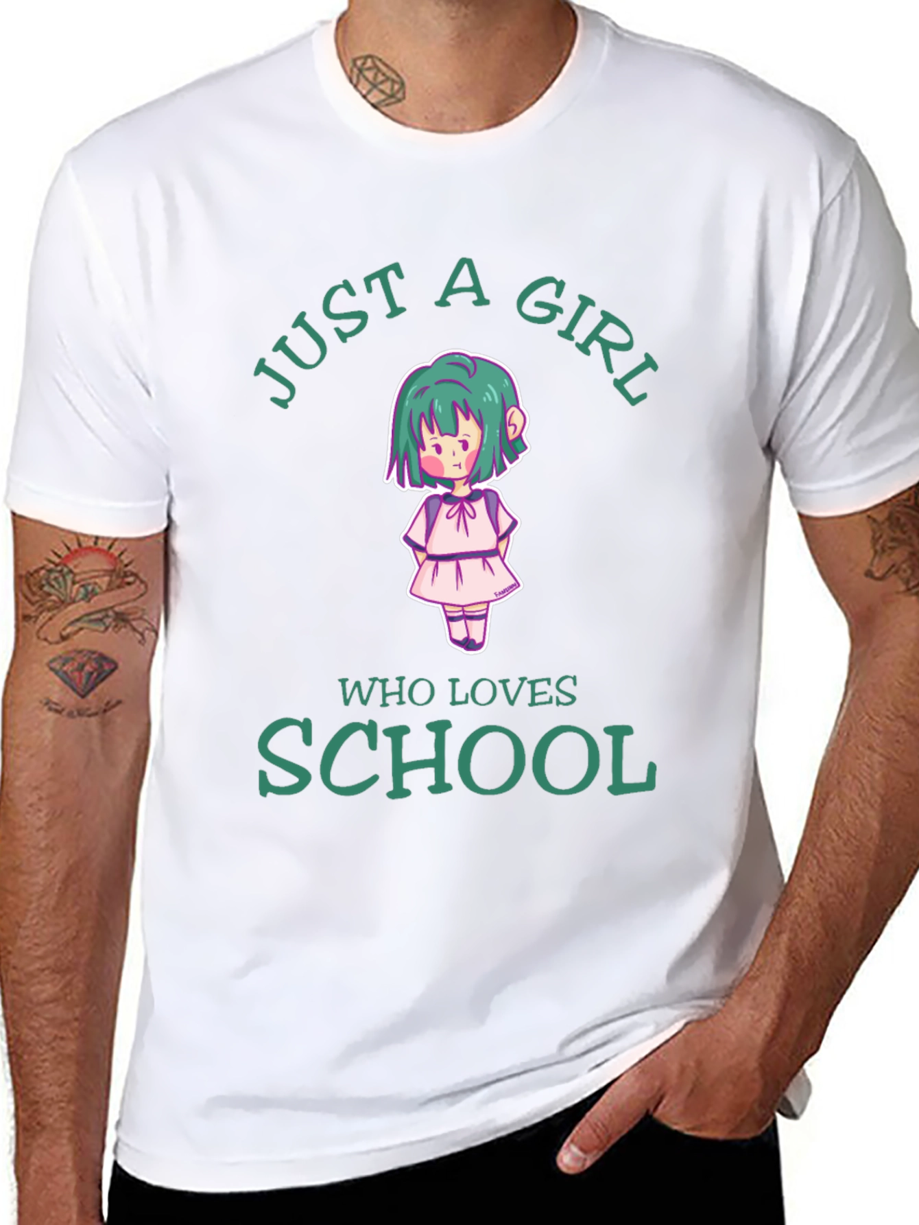 Just A Girl Who Loves School Black T-Shirt