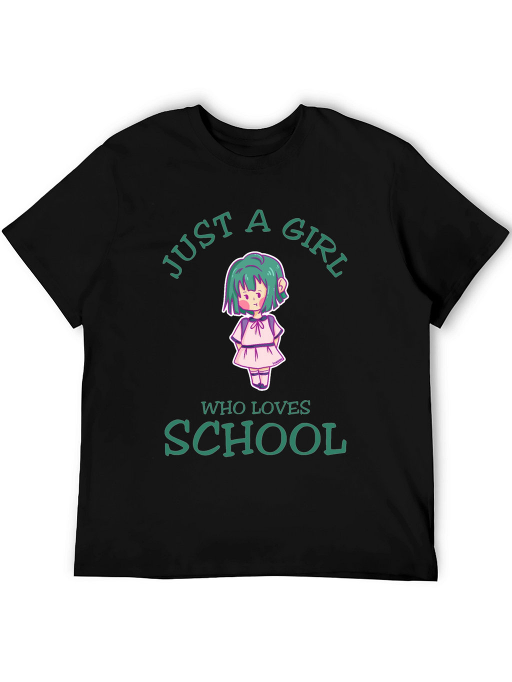 Just A Girl Who Loves School Black T-Shirt