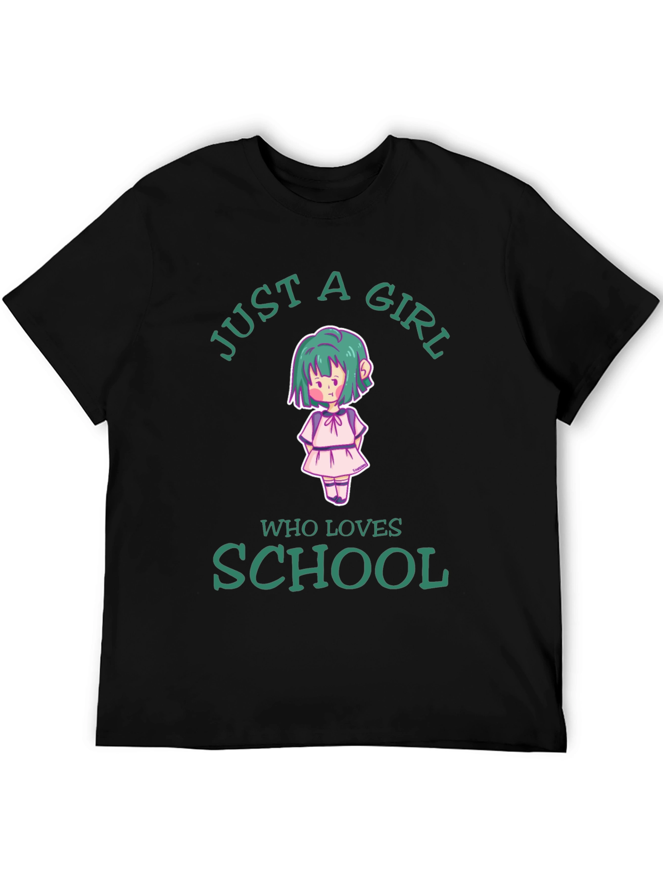 Just A Girl Who Loves School Black T-Shirt