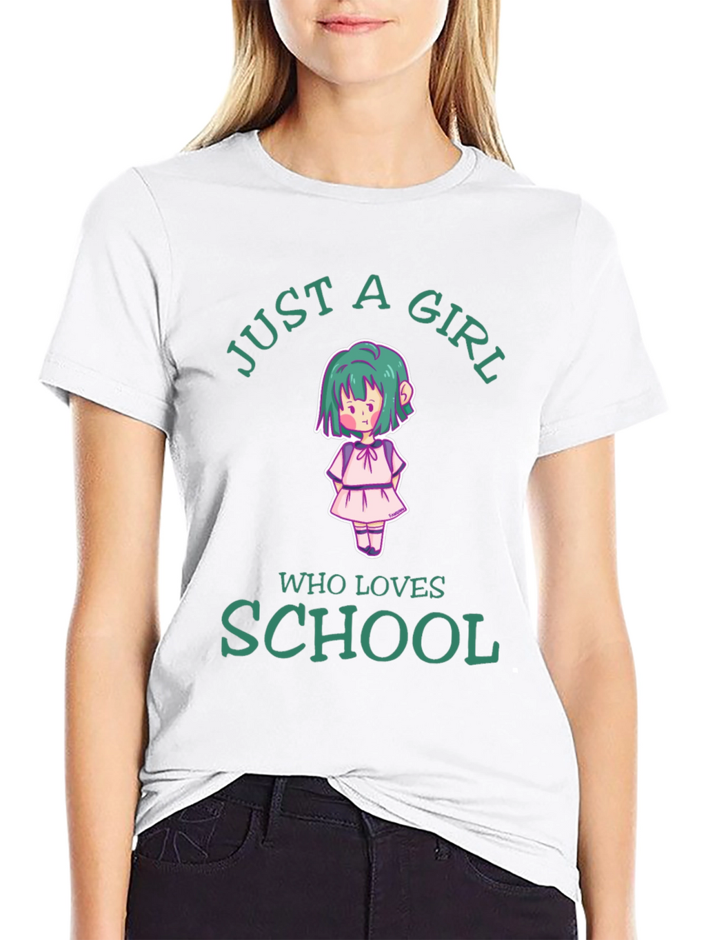 Just A Girl Who Loves School Black T-Shirt