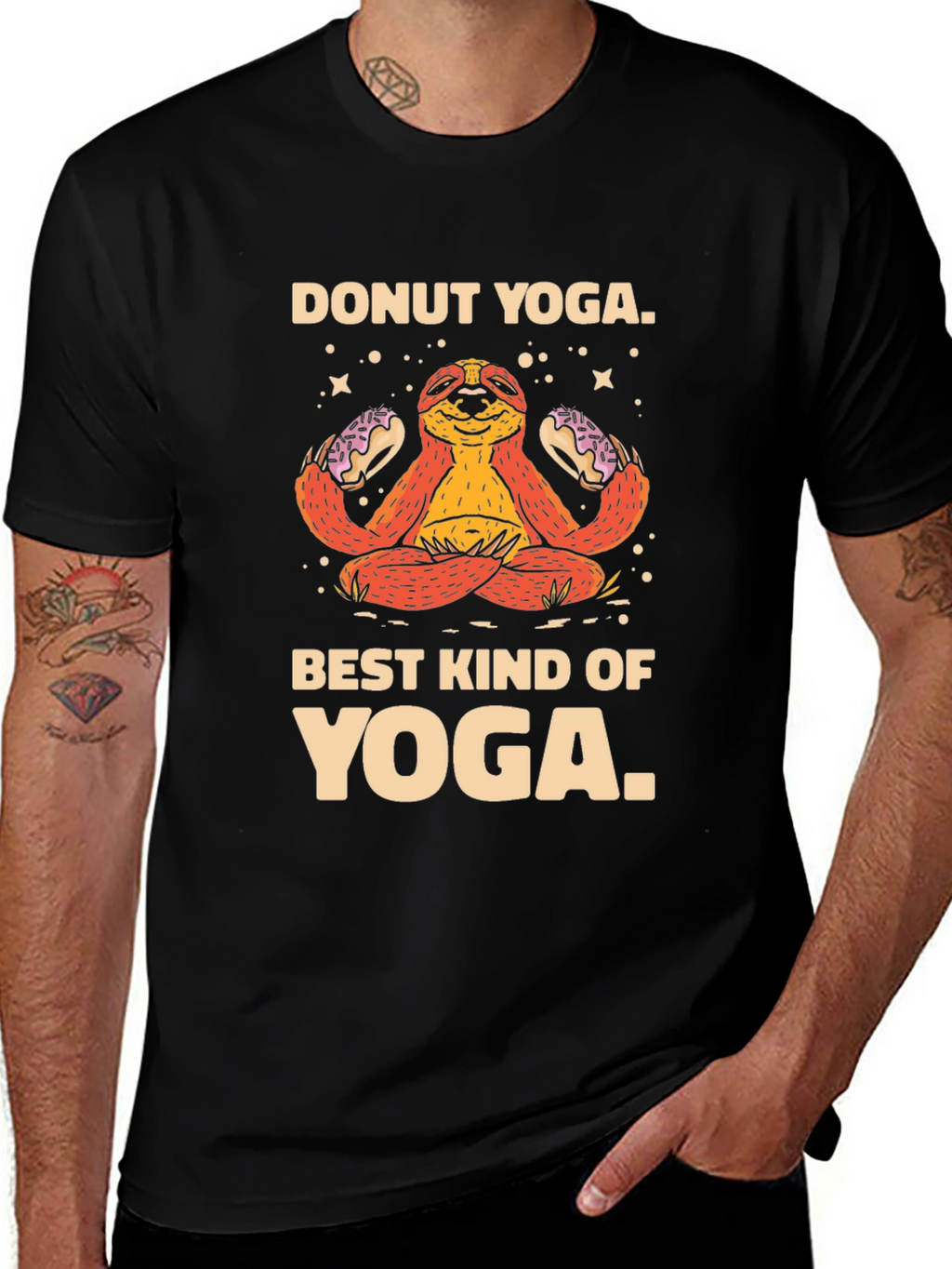 Donut Yoga Sloth Graphic T-Shirt