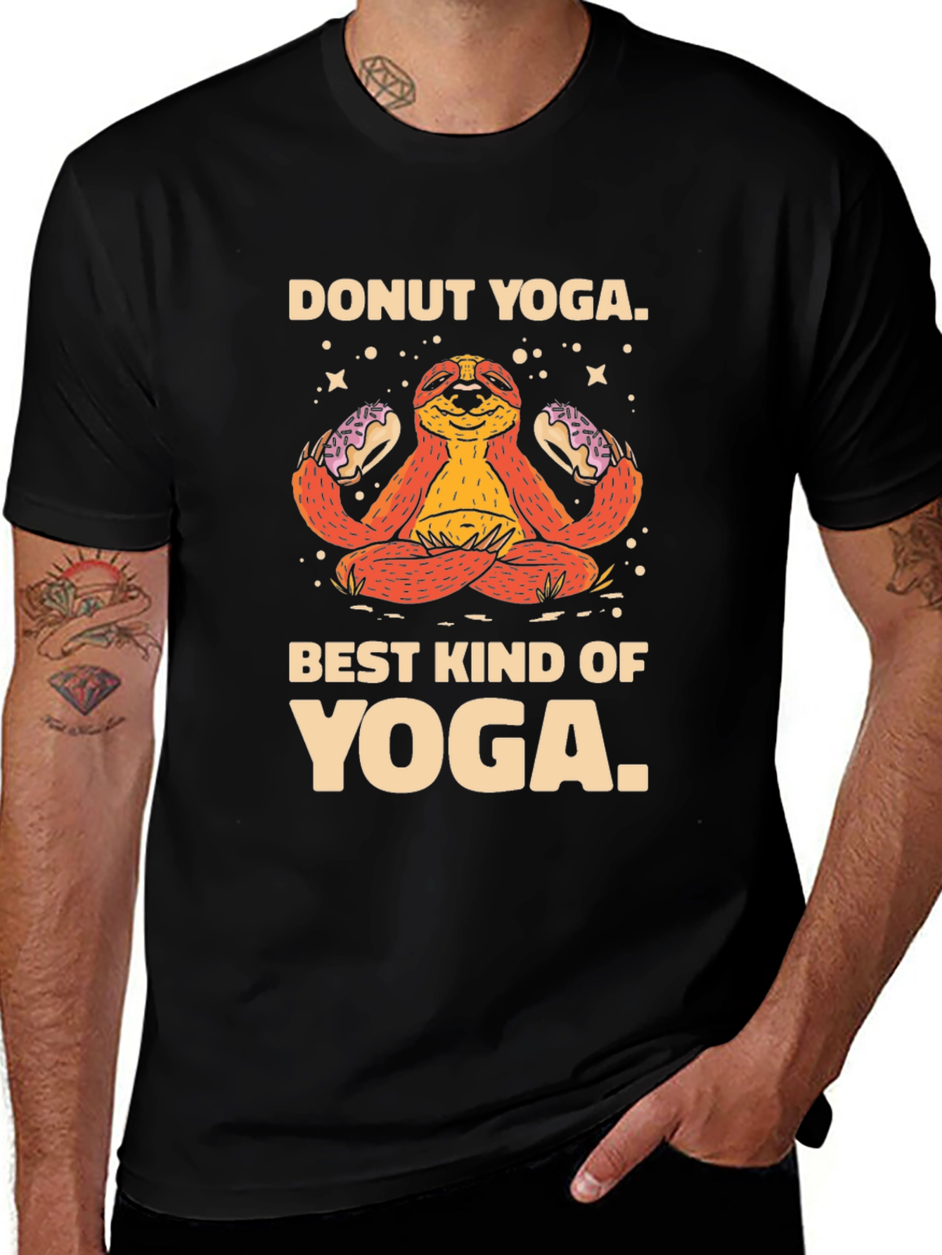 Donut Yoga Sloth Graphic T-Shirt