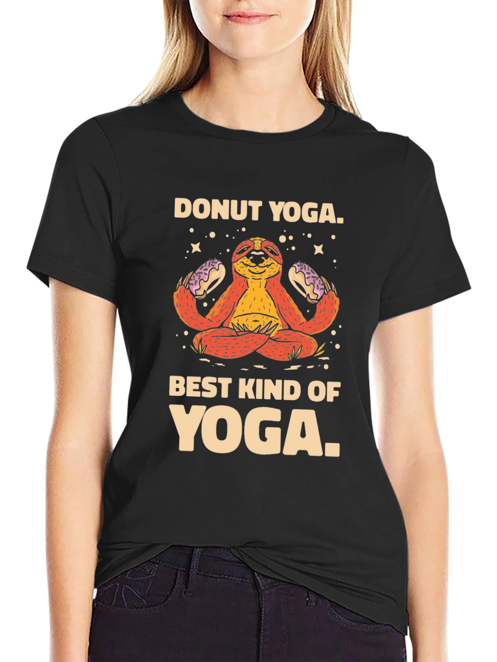 Donut Yoga Sloth Graphic T-Shirt