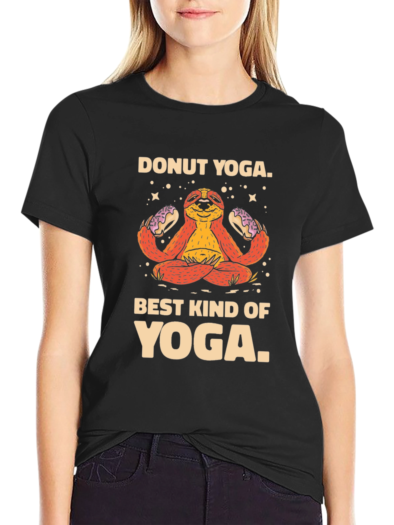 Donut Yoga Sloth Graphic T-Shirt