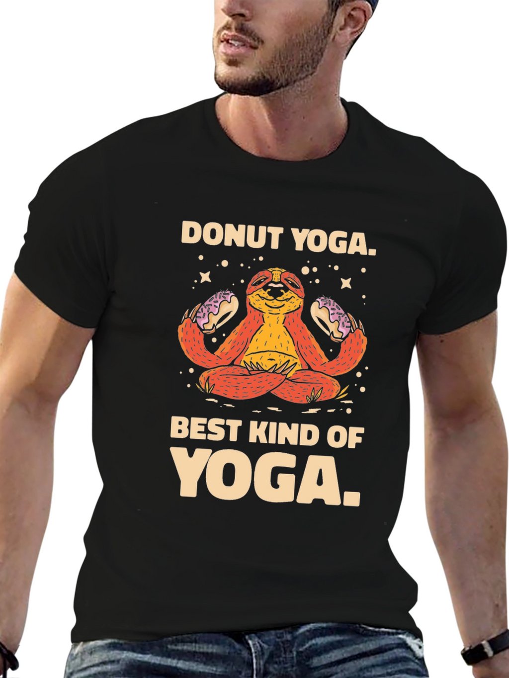 Donut Yoga Sloth Graphic T-Shirt