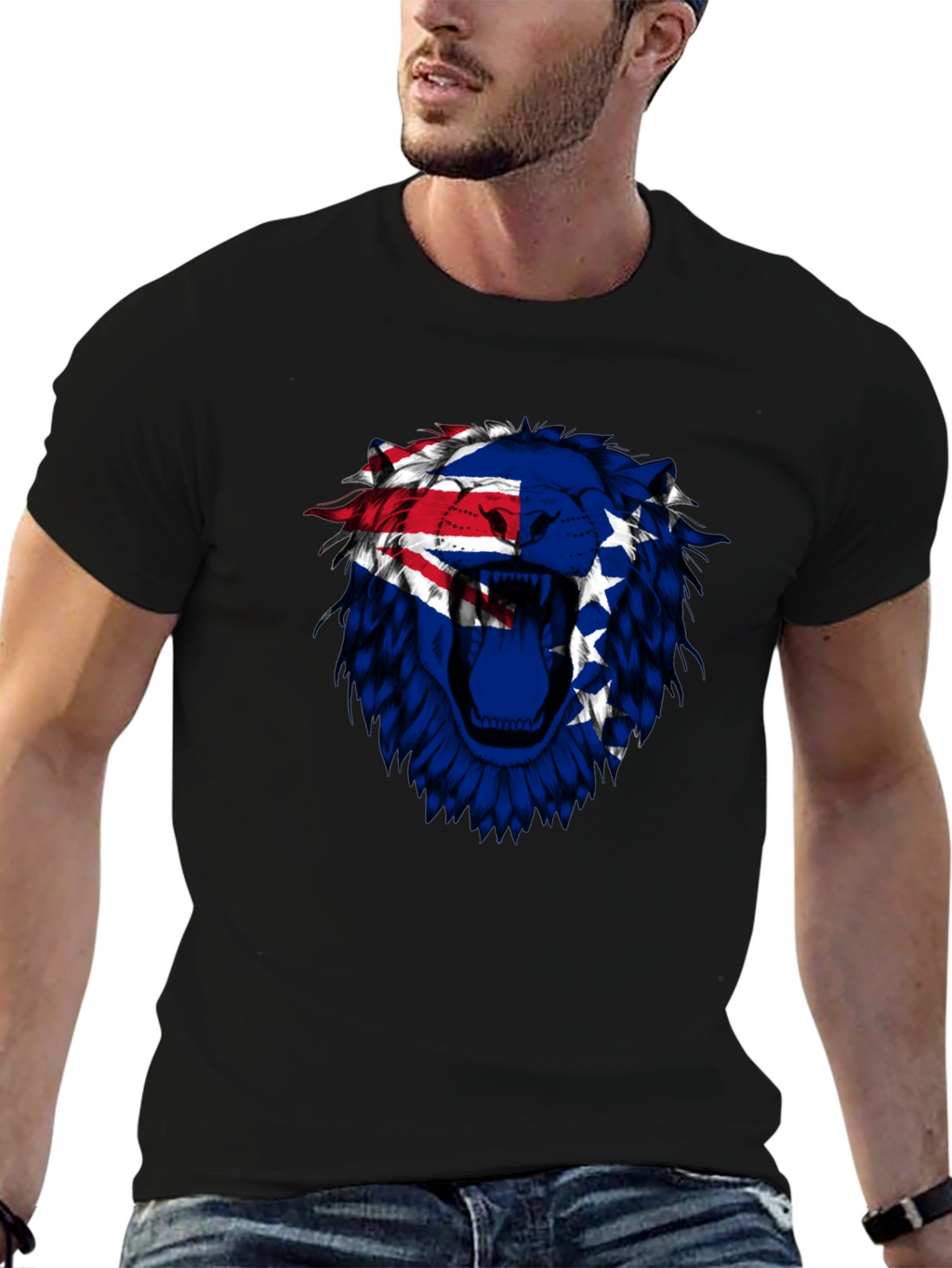 Cook Islands Lion Graphic Tee - Black