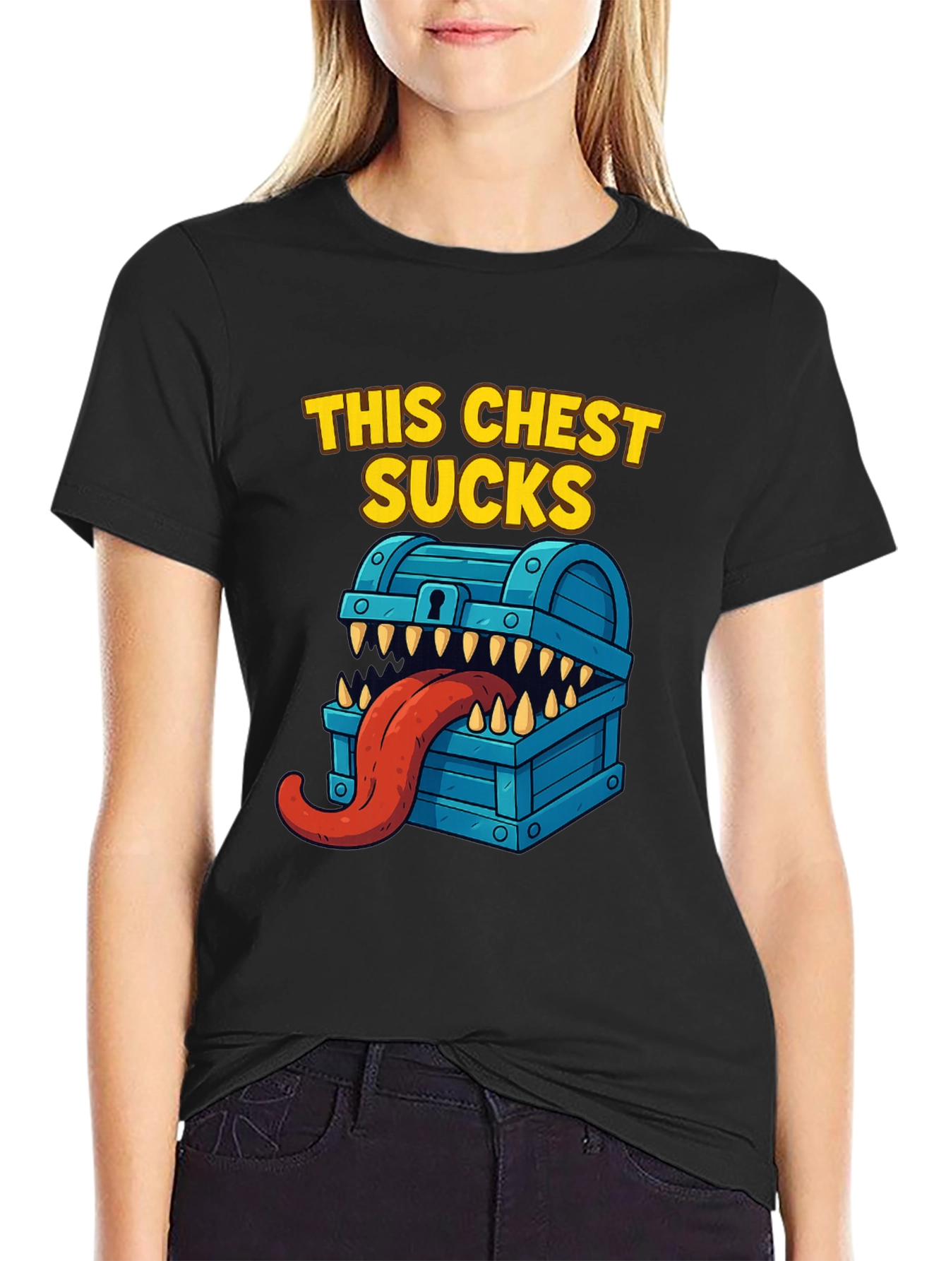 This Chest Sucks Black Graphic T-Shirt