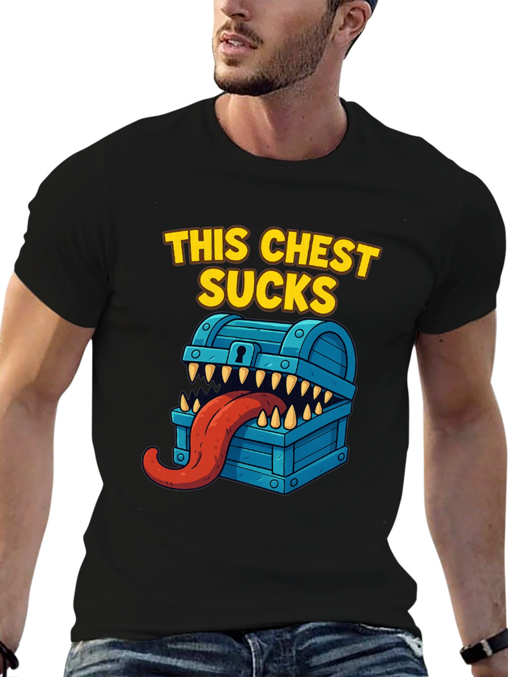 This Chest Sucks Black Graphic T-Shirt