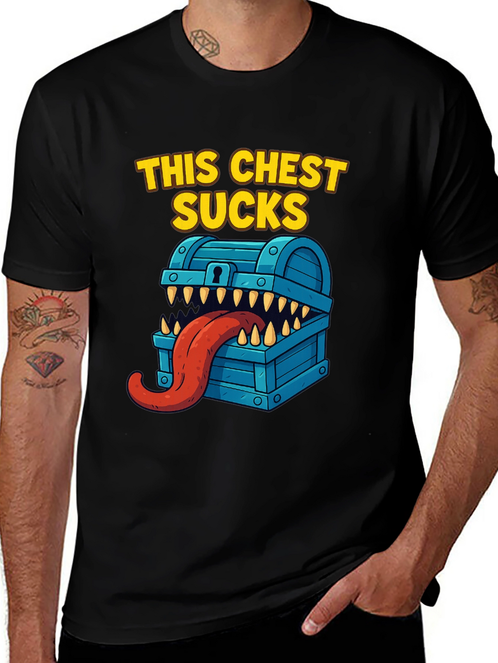 This Chest Sucks Black Graphic T-Shirt