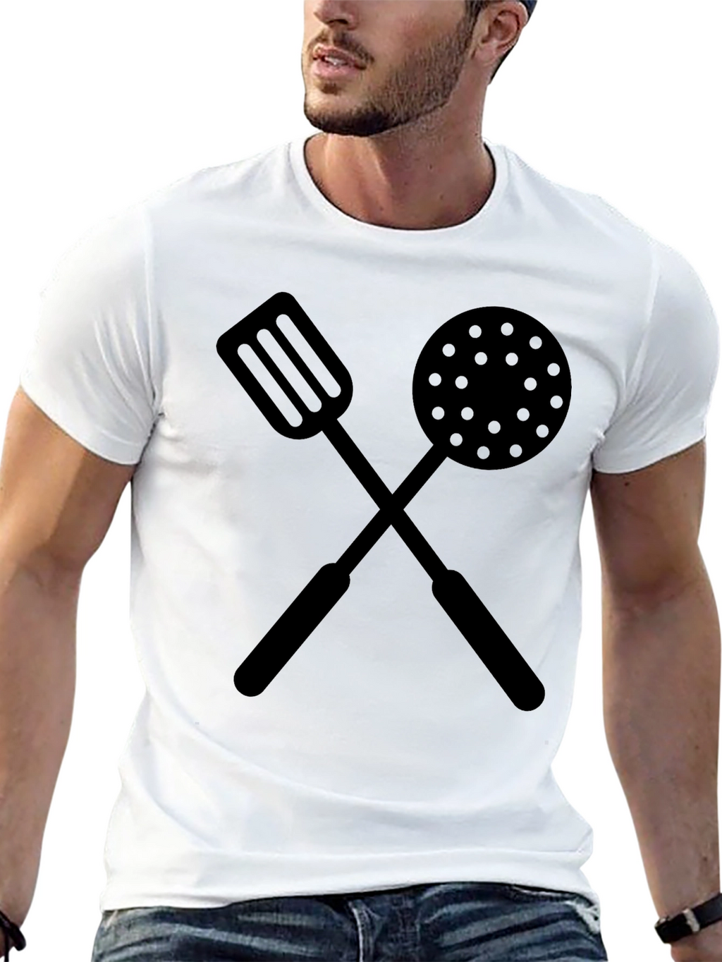 Chefs Crossed Utensils Graphic T-Shirt - Black