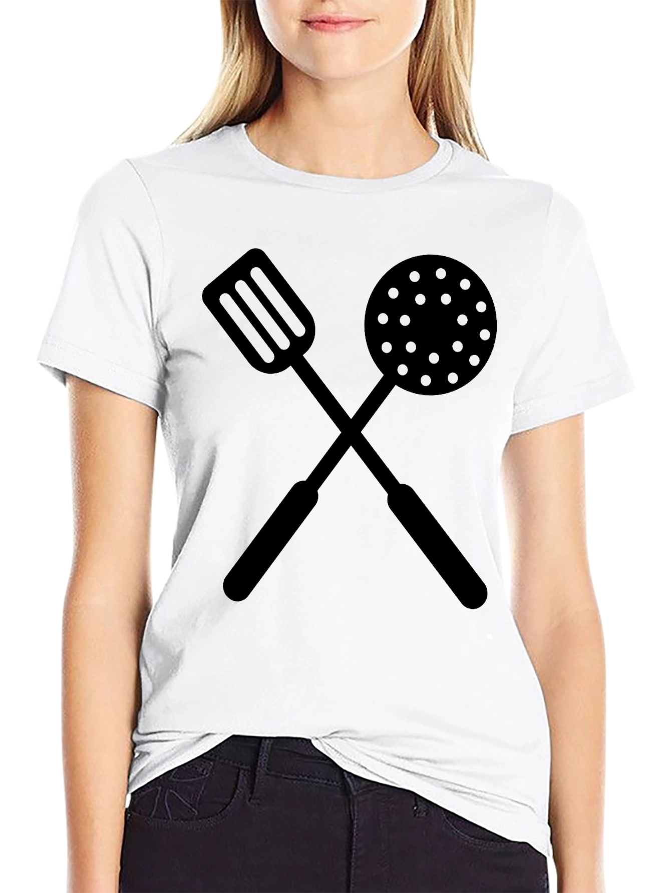 Chefs Crossed Utensils Graphic T-Shirt - Black