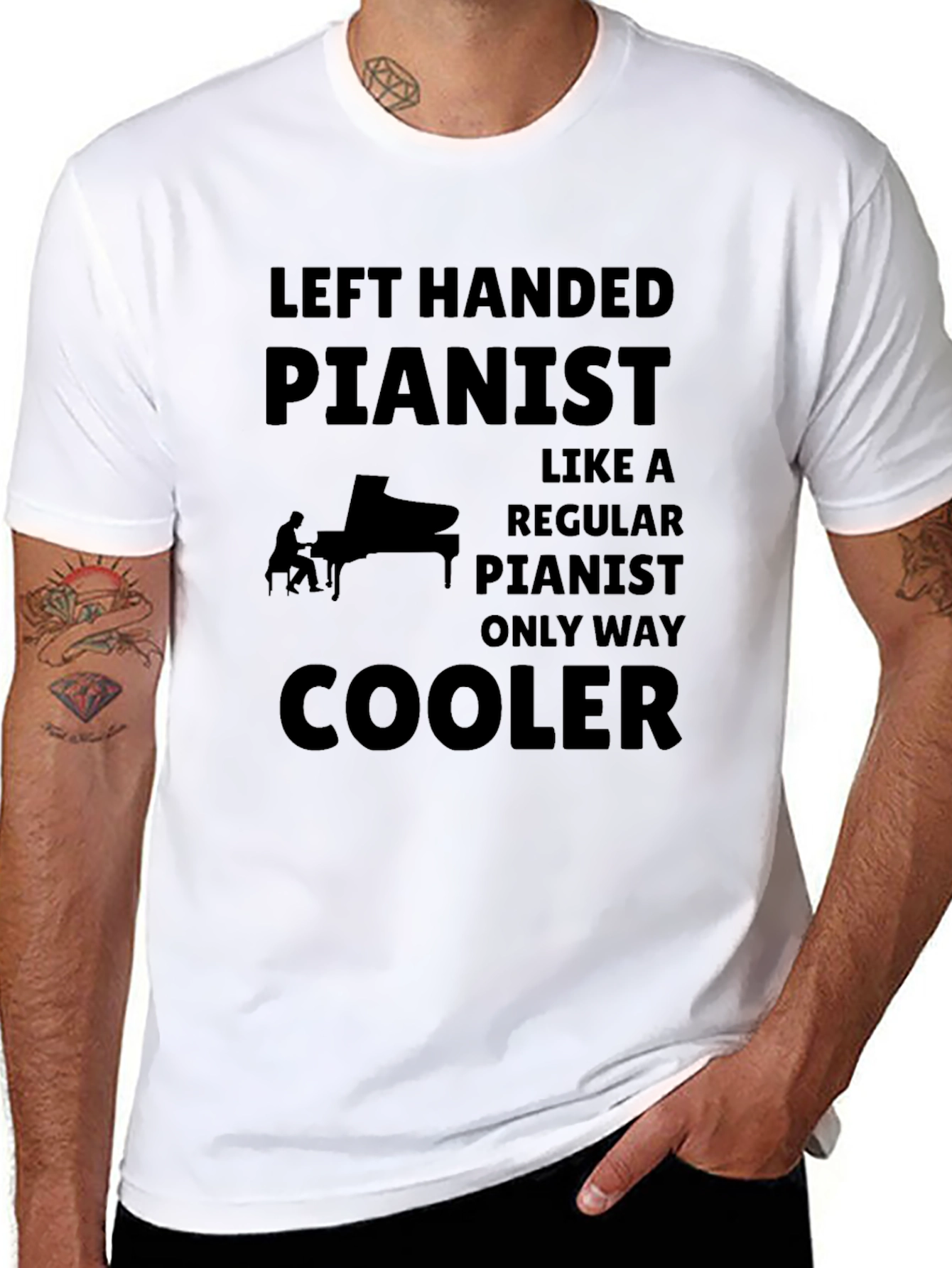 Left Handed Pianist - Funny Musician T-Shirt