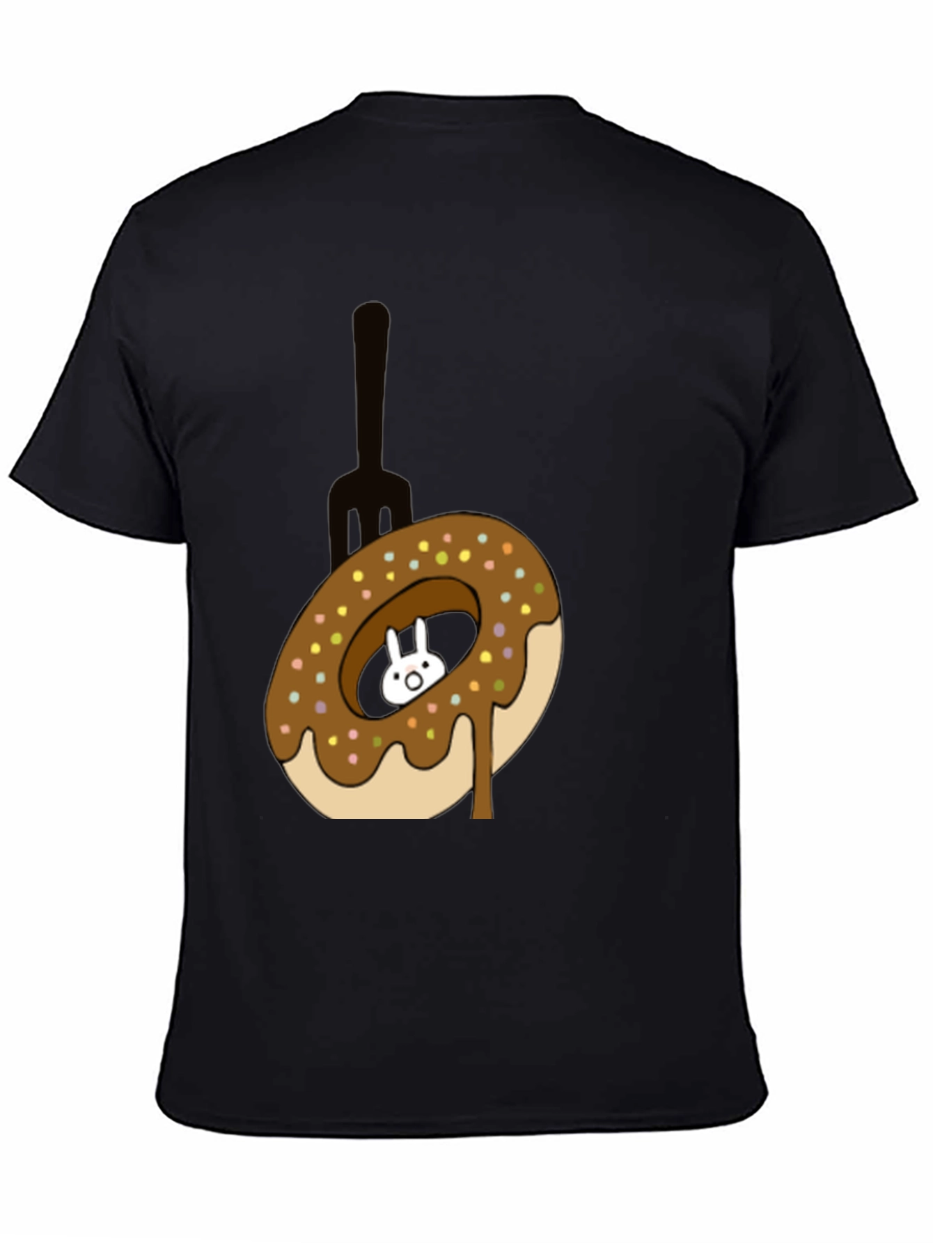 Donut Rabbit Graphic Tee - Funny Cartoon T-Shirt