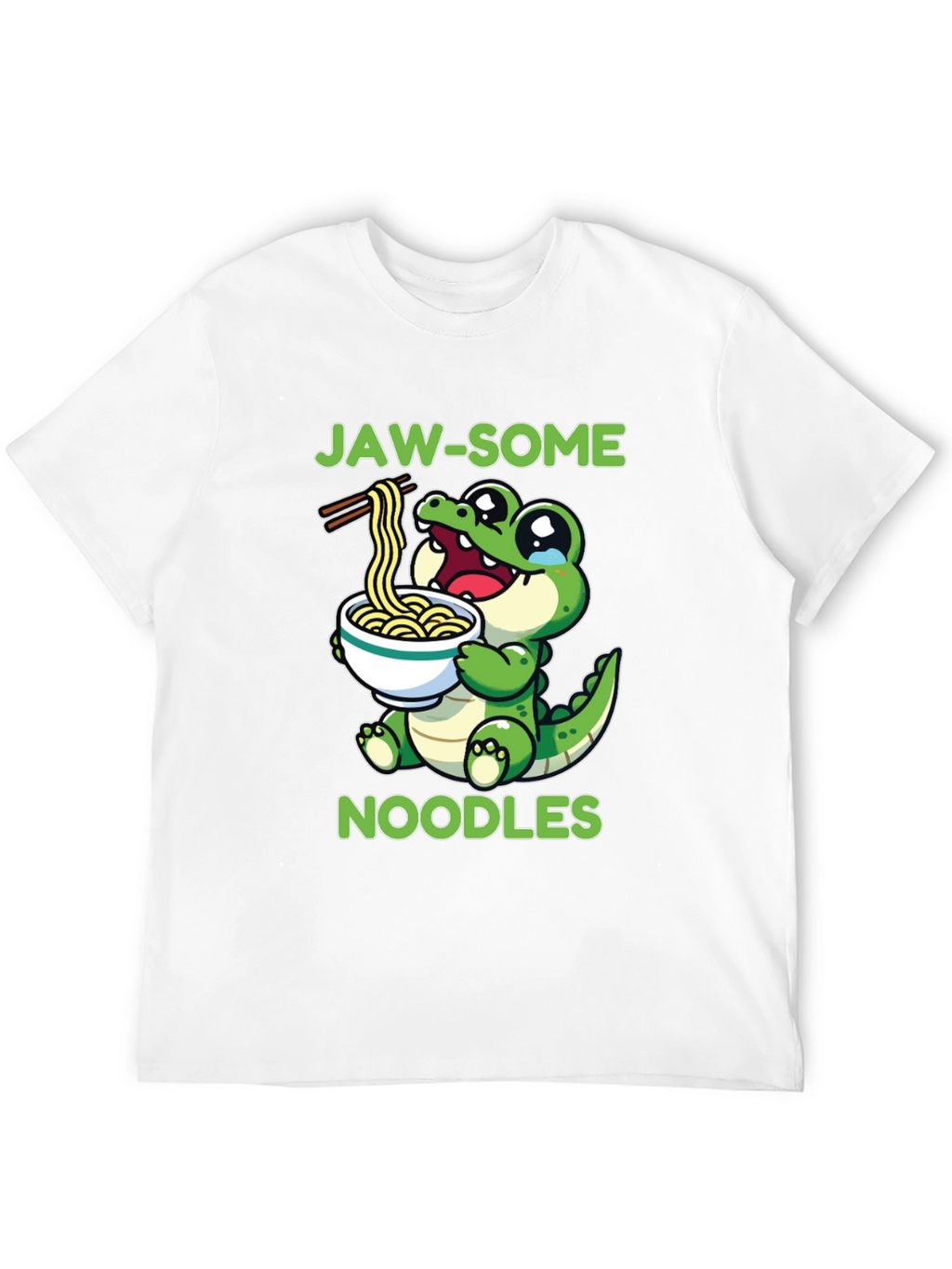 Jaw-some Noodles T-Shirt - Cute Alligator Design