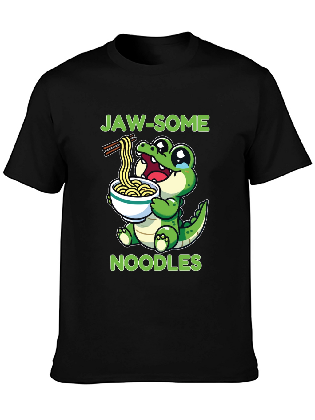 Jaw-some Noodles T-Shirt - Cute Alligator Design