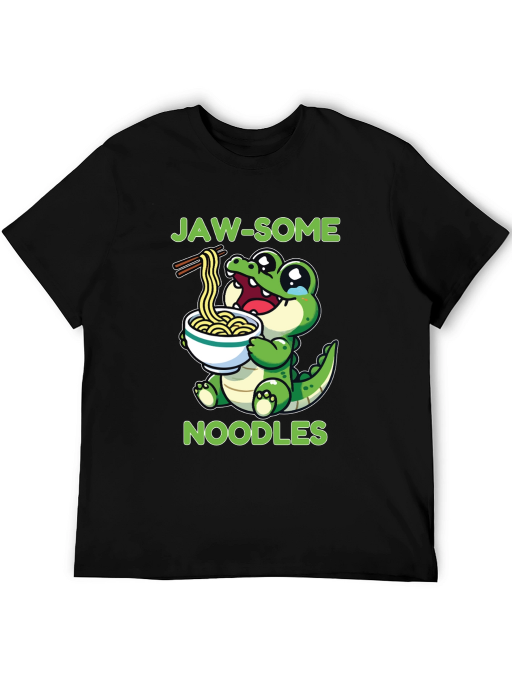 Jaw-some Noodles T-Shirt - Cute Alligator Design
