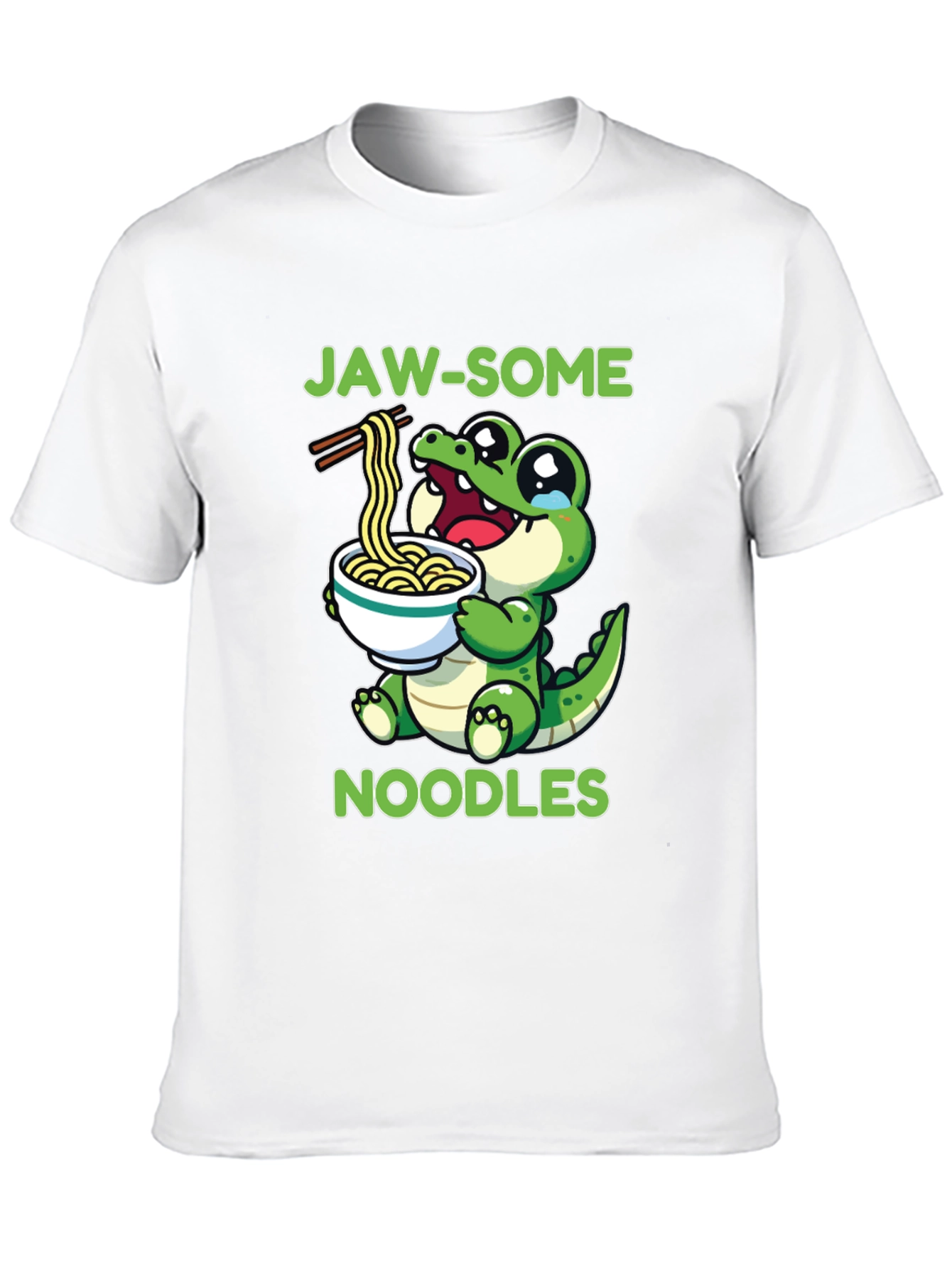 Jaw-some Noodles T-Shirt - Cute Alligator Design