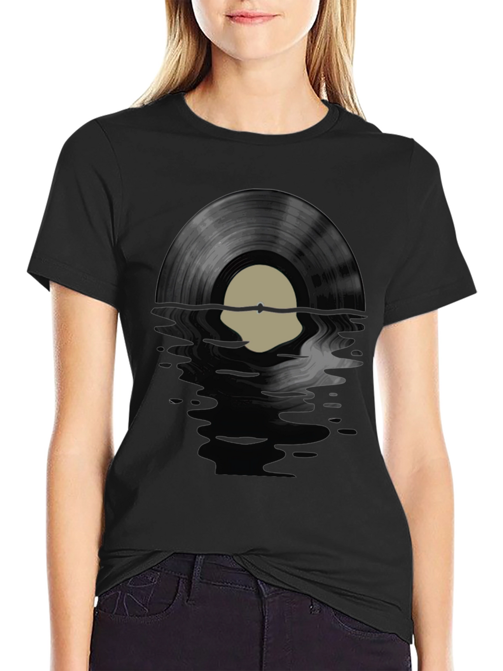 Vinyl Record Graphic Tee - Black
