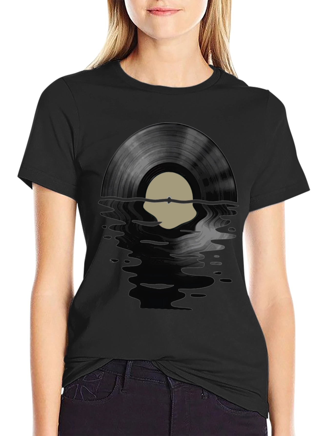 Vinyl Record Graphic Tee - Black
