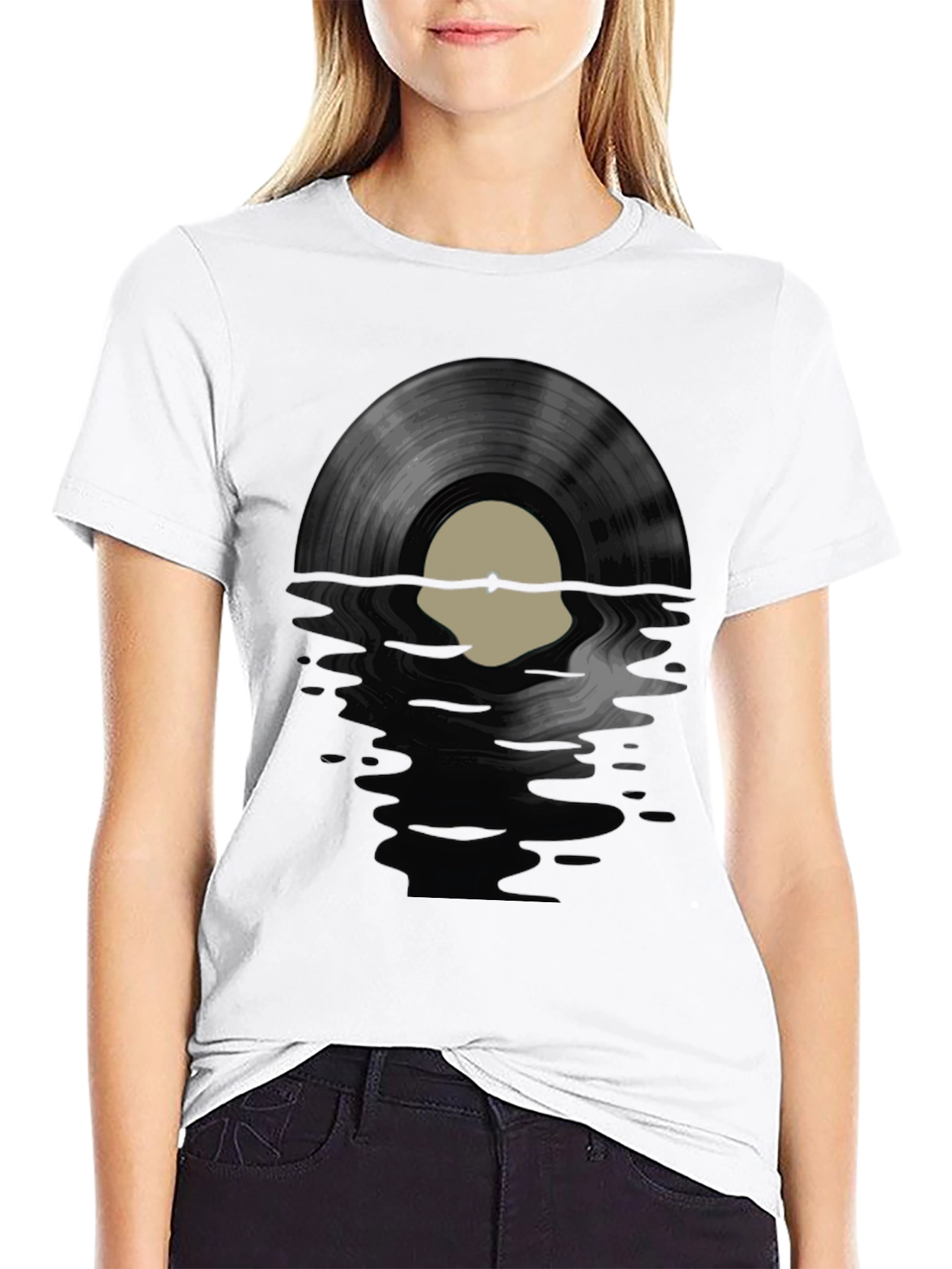 Vinyl Record Graphic Tee - Black