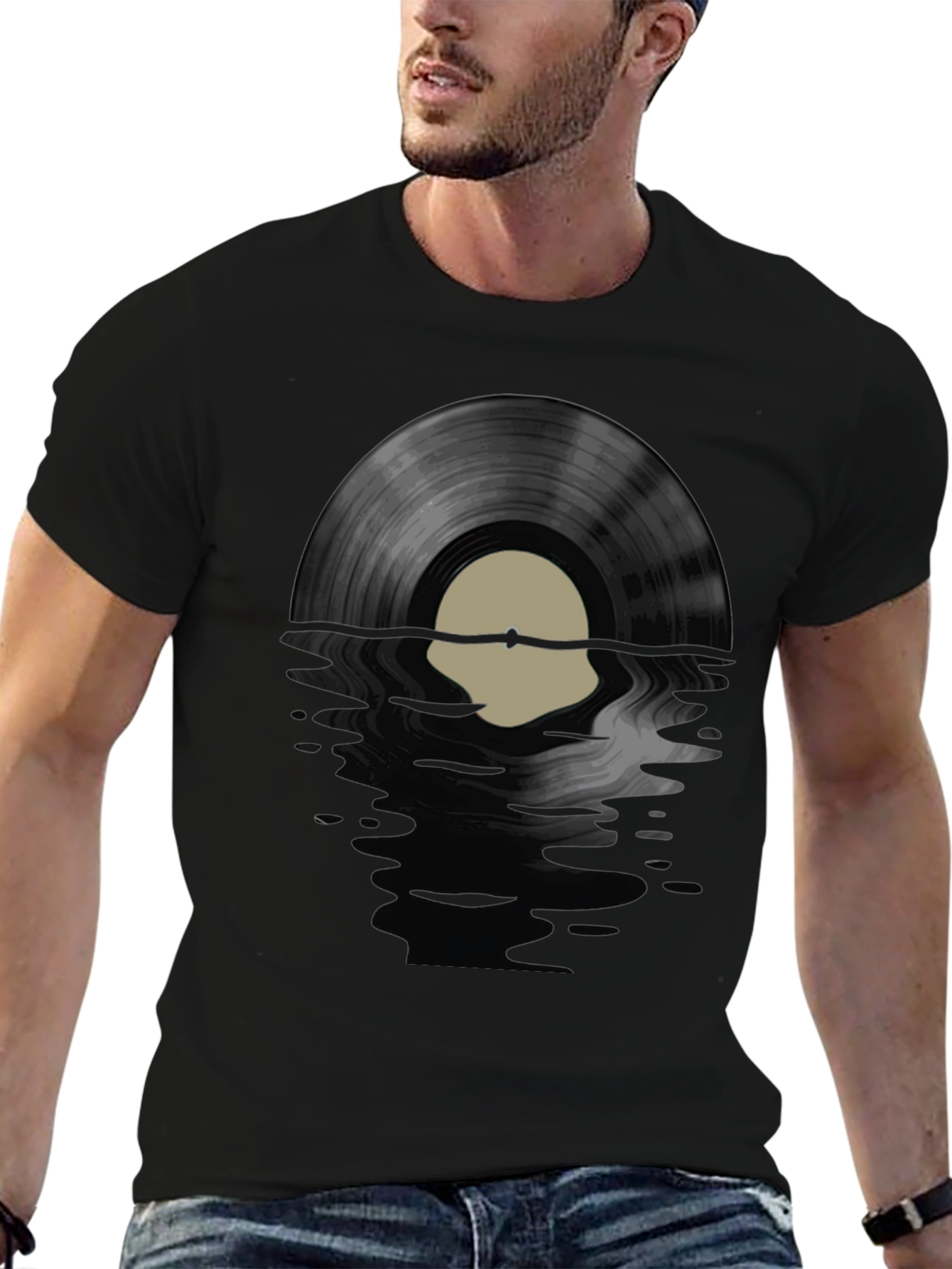 Vinyl Record Graphic Tee - Black
